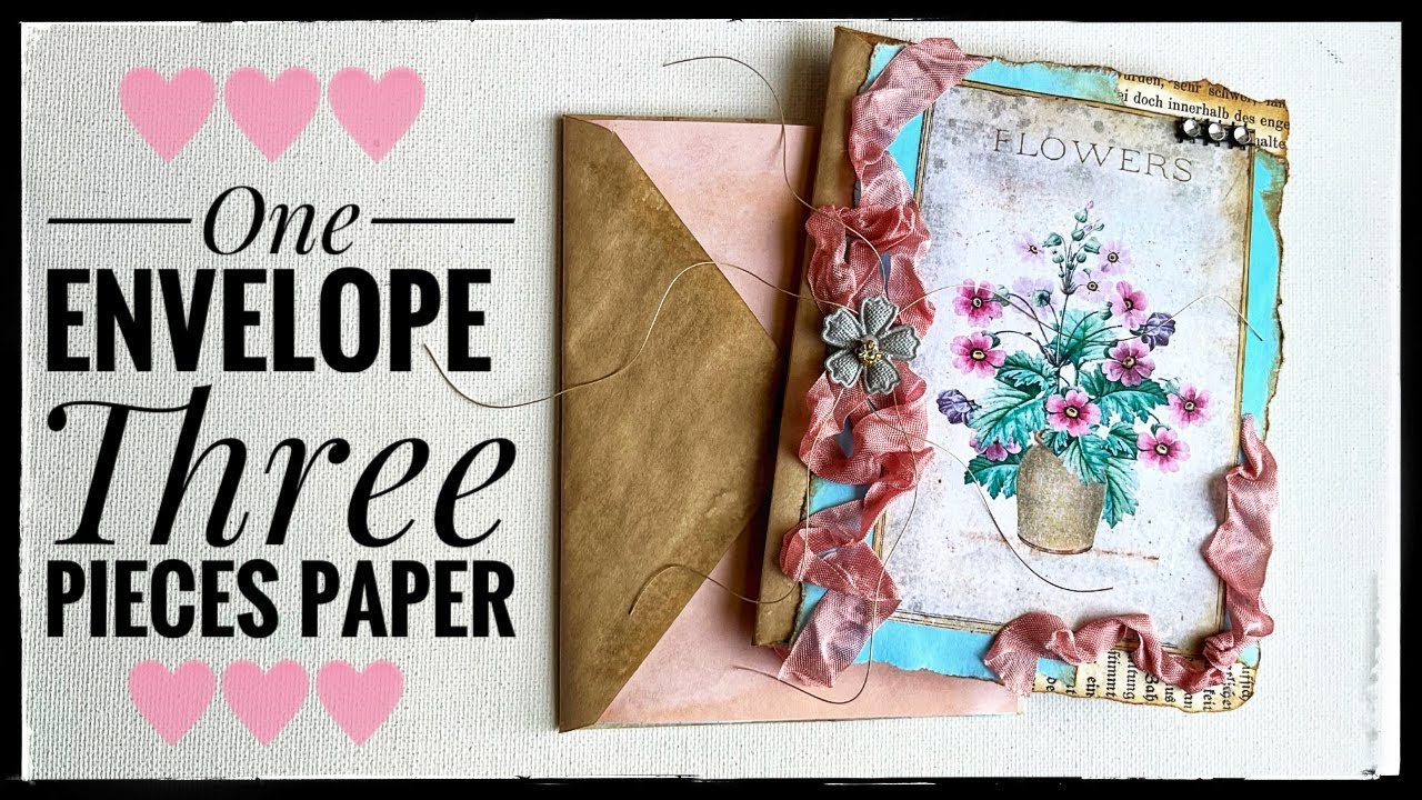 No Sew Mini Envelope Junk Journal - One Envelope Three Pieces Of Paper.
