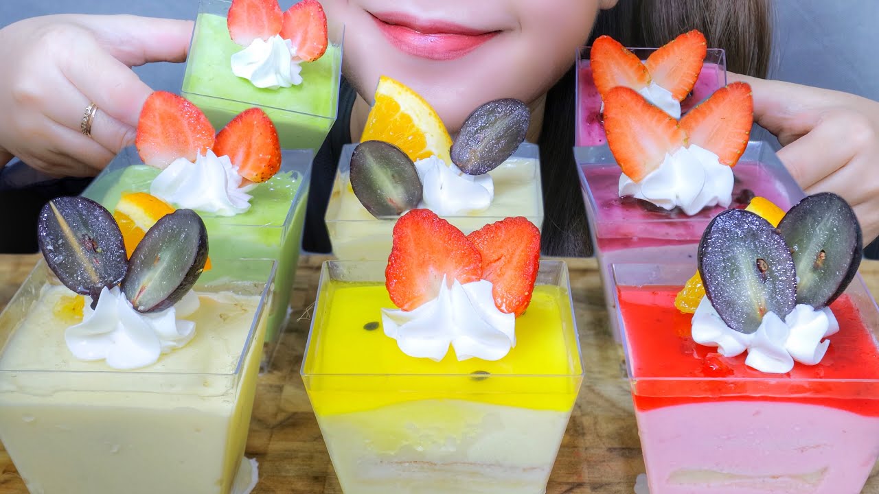 ASMR MOUSSE CAKES ( RASPBERRY , BLUEBERRY , GREEN TEA) , SOFT EATING SOUNDS | LINH-ASMR