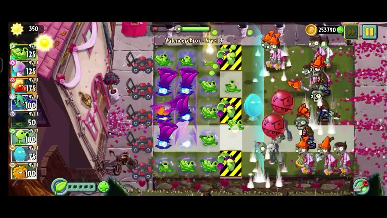 Plantas vs zombies 2 evento Velencerebroz (valenbrainz) del nivel 5 al 8 + fiesta de piñatas 