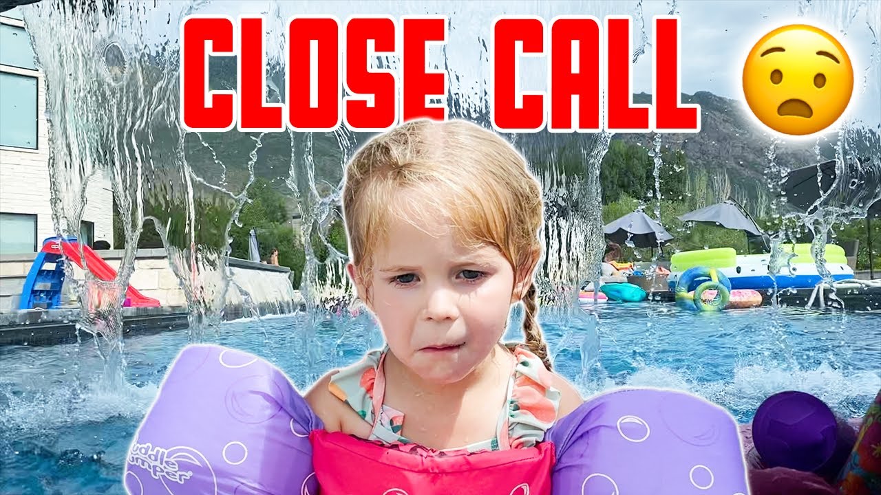 LITTLE GIRL SLIDES DOWN WATERSLIDE GETS CAUGHT UNDERNEATH FLOATING TUBE | AUNT JUMPS IN TO SAVE HER