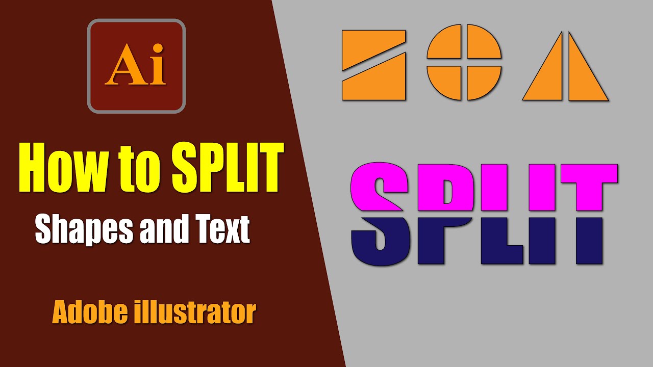 Adobe Illustrator - How to SPLIT shapes and text in illustrator