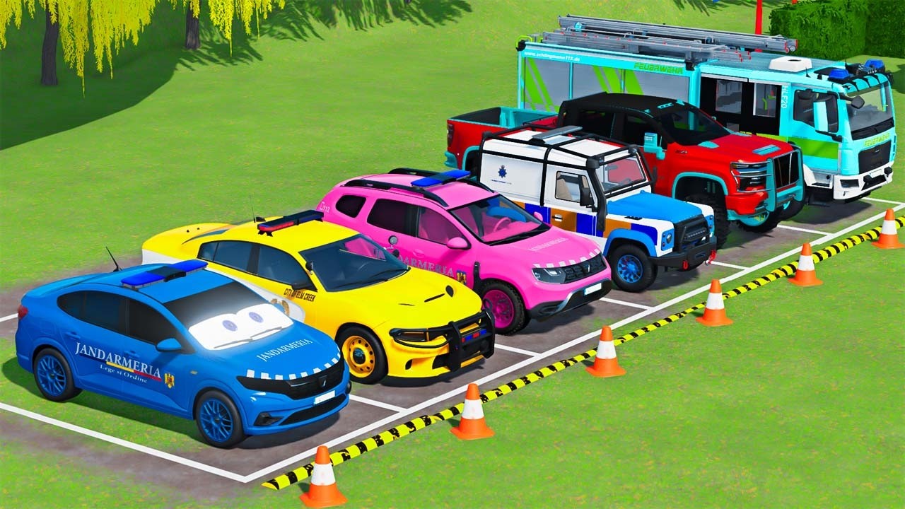 GO GAME - TRANSPORTING POLICE CARS, AMBULANCE VEHICLES, FIRE TRUCK WITH MAN TRUCK ! FS22 #117