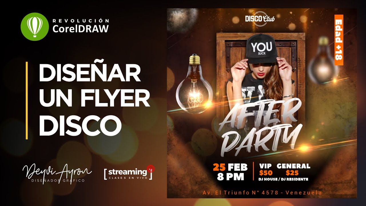 🔴¡Clase en Vivo! DISEÑAR UN FLYER para DISCO en CorelDRAW  | Descarga gratis CDR