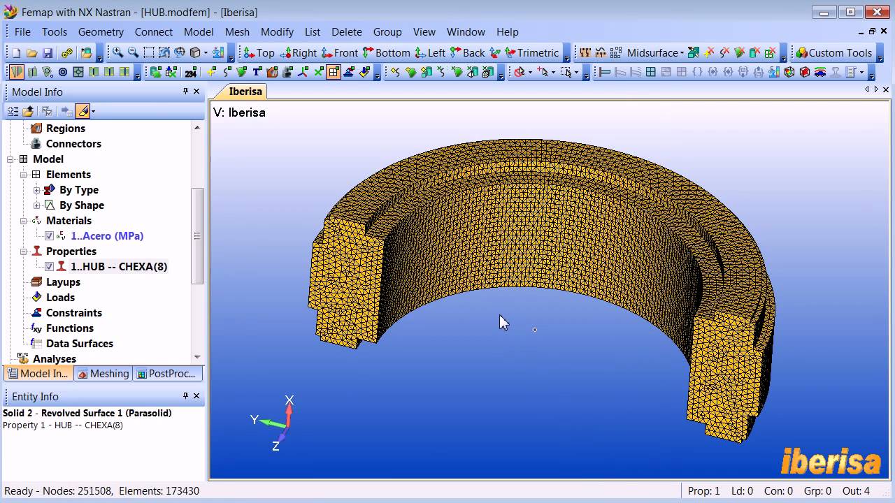 Tutorial FEMAP y NX Nastran -- Mallado con Elementos Hexaédricos (Hex Meshing-II)