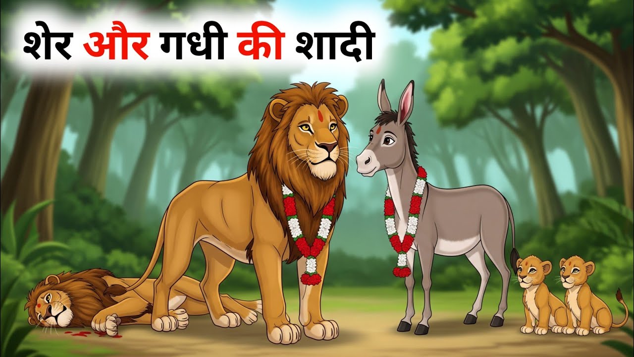 शेर और गधी की शादी | Sher Or Gandhi Ki Sadhi | Moral Story | Animal Story | New New Kahani |