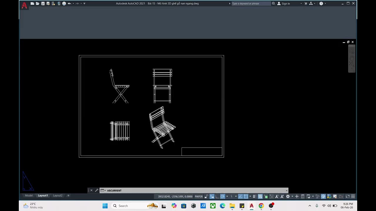 Học AutoCAD 3D nội thất | Bài 15 -Xuất Hình Chiếu và Triển Khai Bản Vẽ Chi Tiết Ghế Gỗ trong AutoCAD