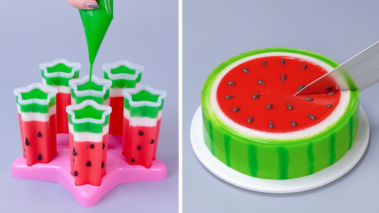 Amazing Watermelon Jelly Recipe with Chocolate Sauce 🍉🍉 Watermelon Jelly Cake