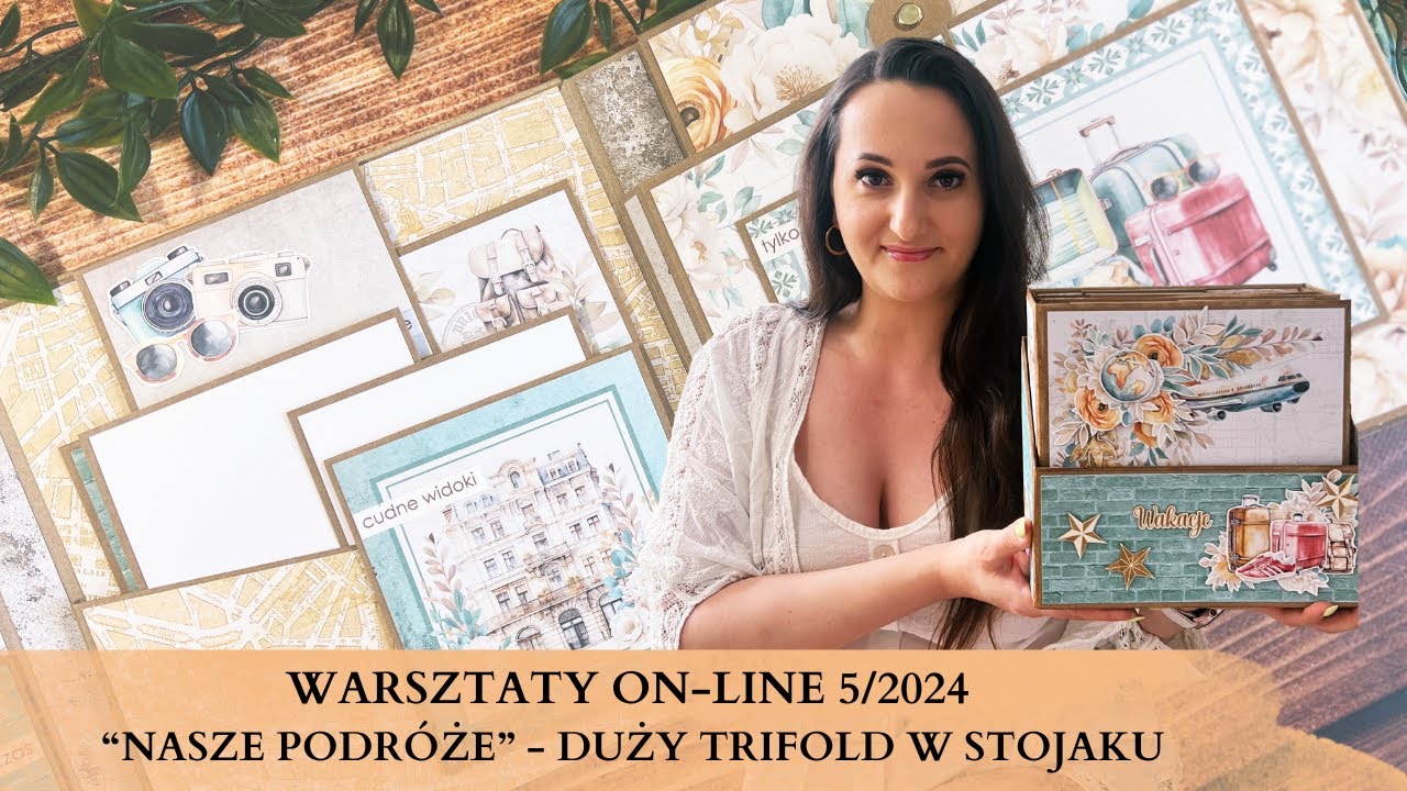 WARSZTATY ON-LINE 5/2024  “NASZE PODRÓŻE” - duży album trifold w stojaku - album podróżniczy