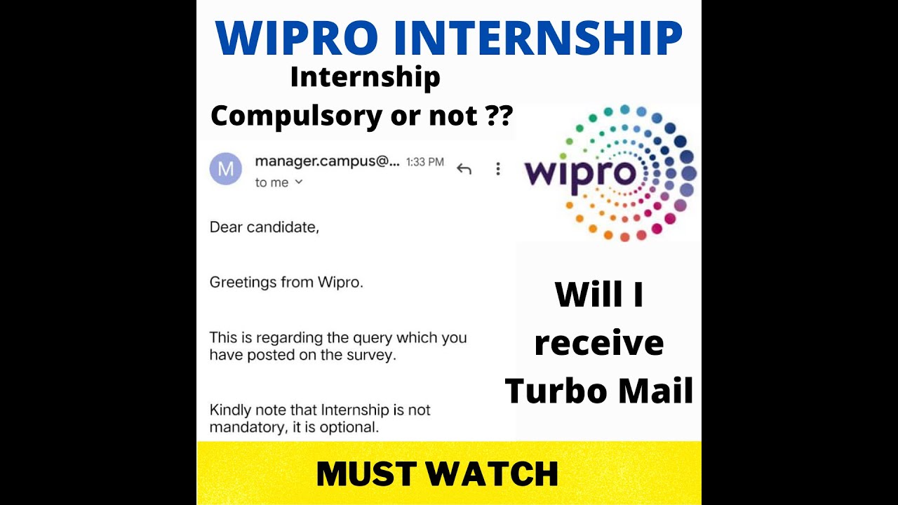 WIPRO INTERNSHIP MANDATORY?? || WIPRO TURBO?? || WIPRO ELITE NTH #wipro #elite #2022 #internship