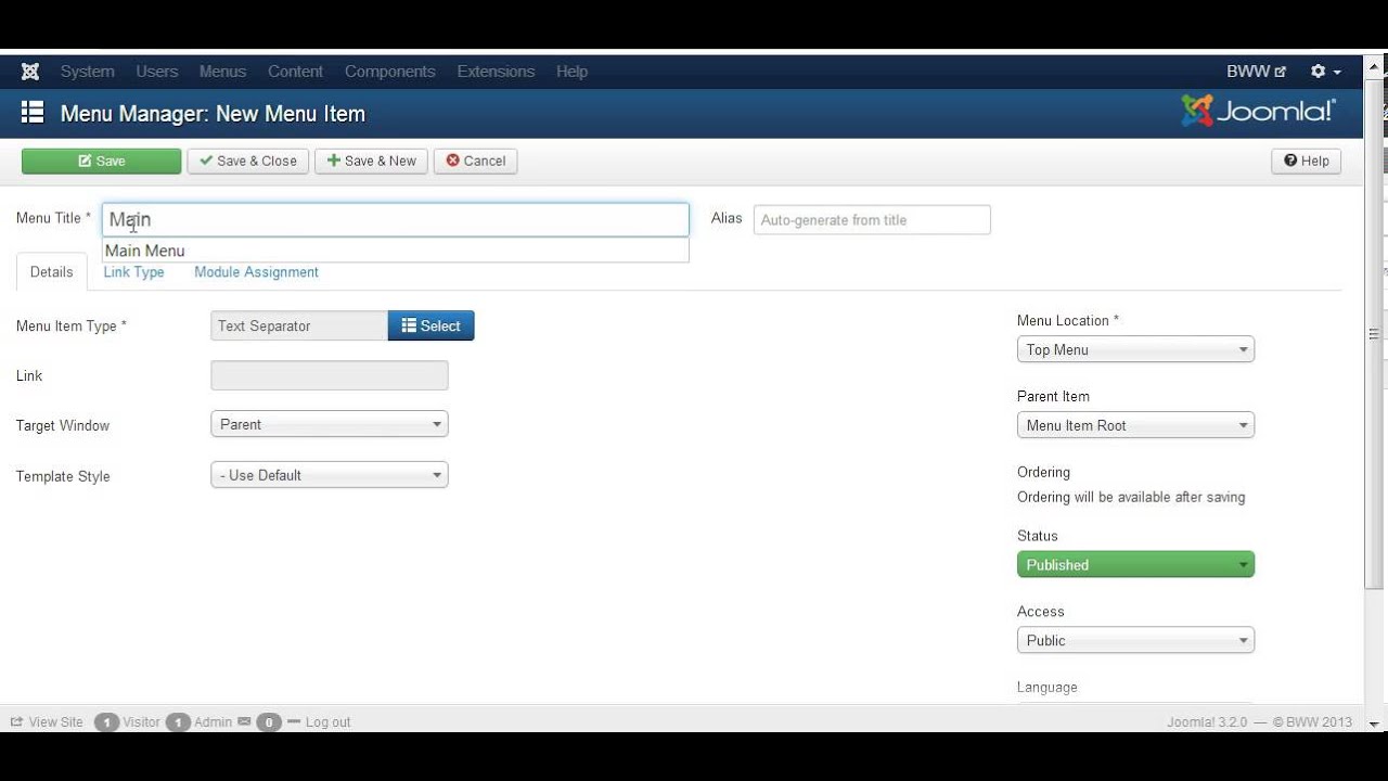 How to create dropdown menus in Joomla 3