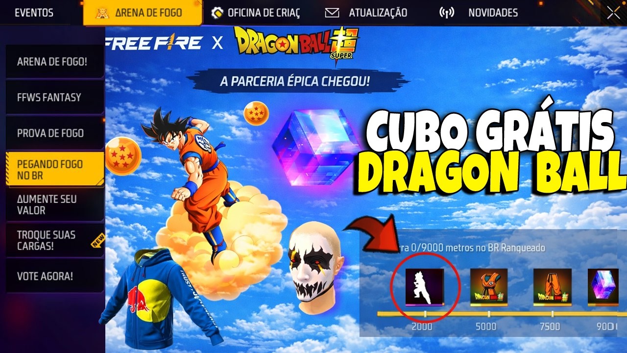 🔥 SAIU DRAGON BALL NO FREE FIRE! CUBO GRÁTIS + MANÍACO DO GOLPE 😱
