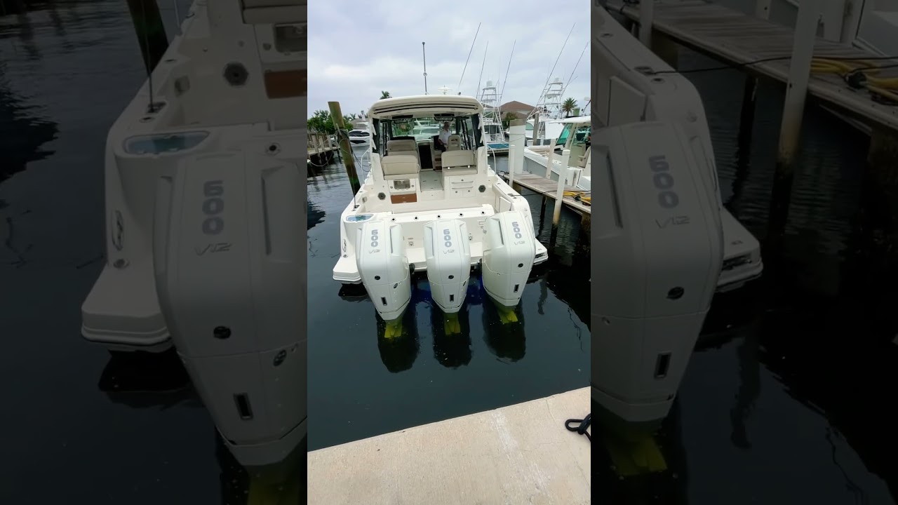 Brand new Boston Whaler 405 Conquest rocking trip 600 V12 on this beamy boat #boatlife #boats