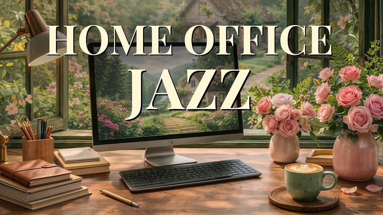 Home Office Jazz for Deep Focus & Productivity ☕ Soft Piano Work Music (4K Cozy Workspace)