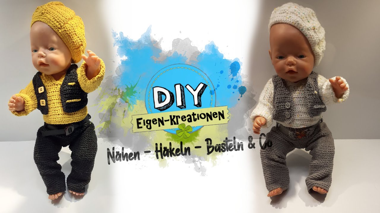 Puppen Anzug häkeln I Häkelpuppenmuster I Puppe Größe 42 cm