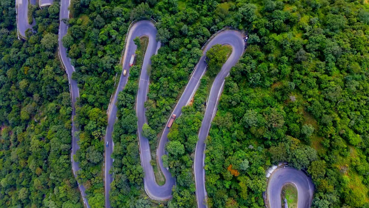 Drone shot of Ghat section in Tamilnadu