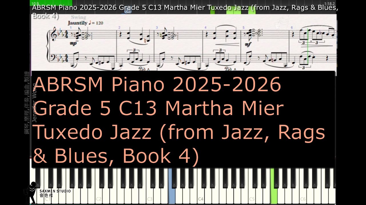 ABRSM Piano 2025 2026 Grade 5 C13 Martha Mier Tuxedo Jazz from Jazz, Rags & Blues, Book 4