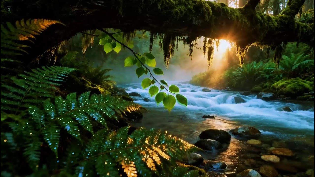 Soothing Forest Ambience Experience | Gentle River Stream Ambience | Gentle Birds Chirping Ambience