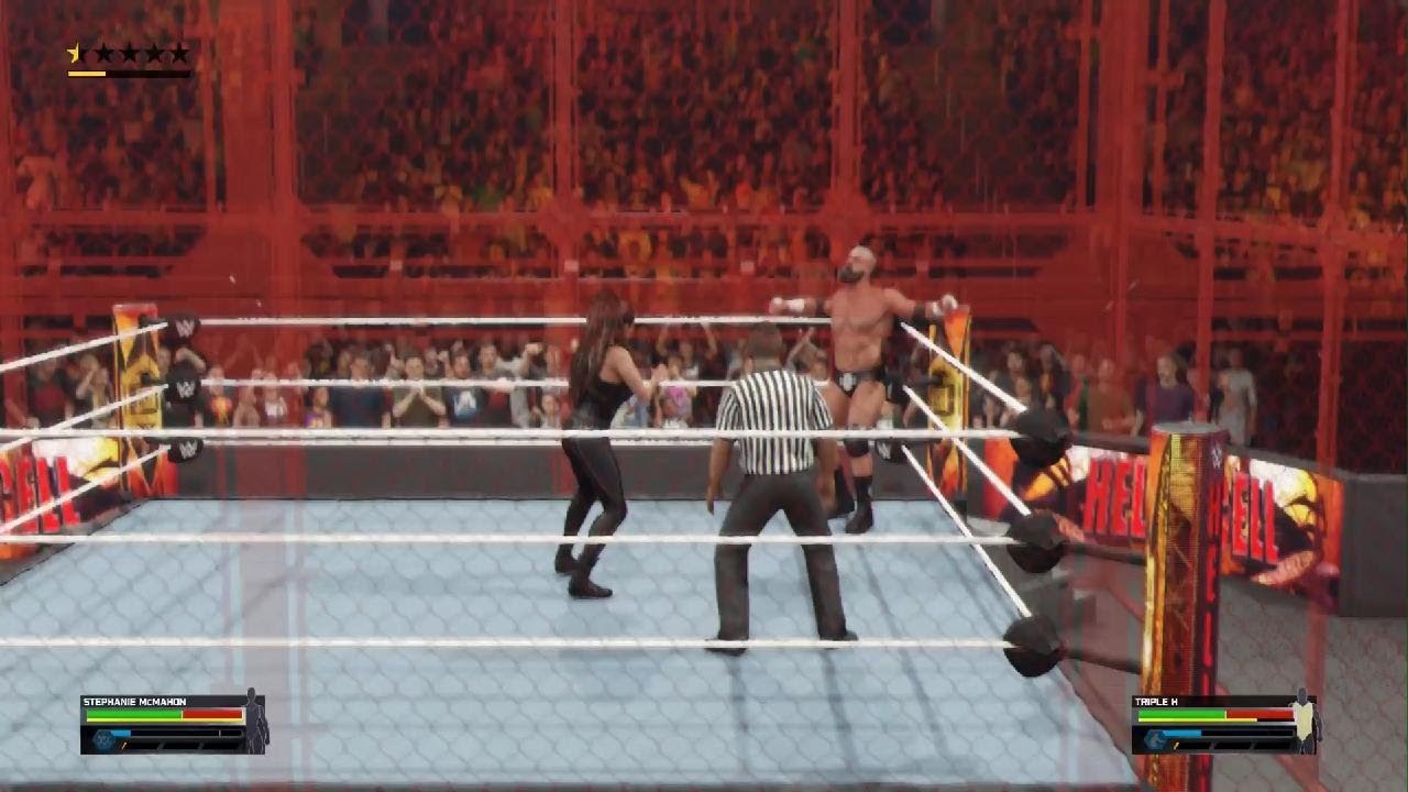 Husband vs Wife Hell In A Cell. Triple H and Stephanie McMahon.