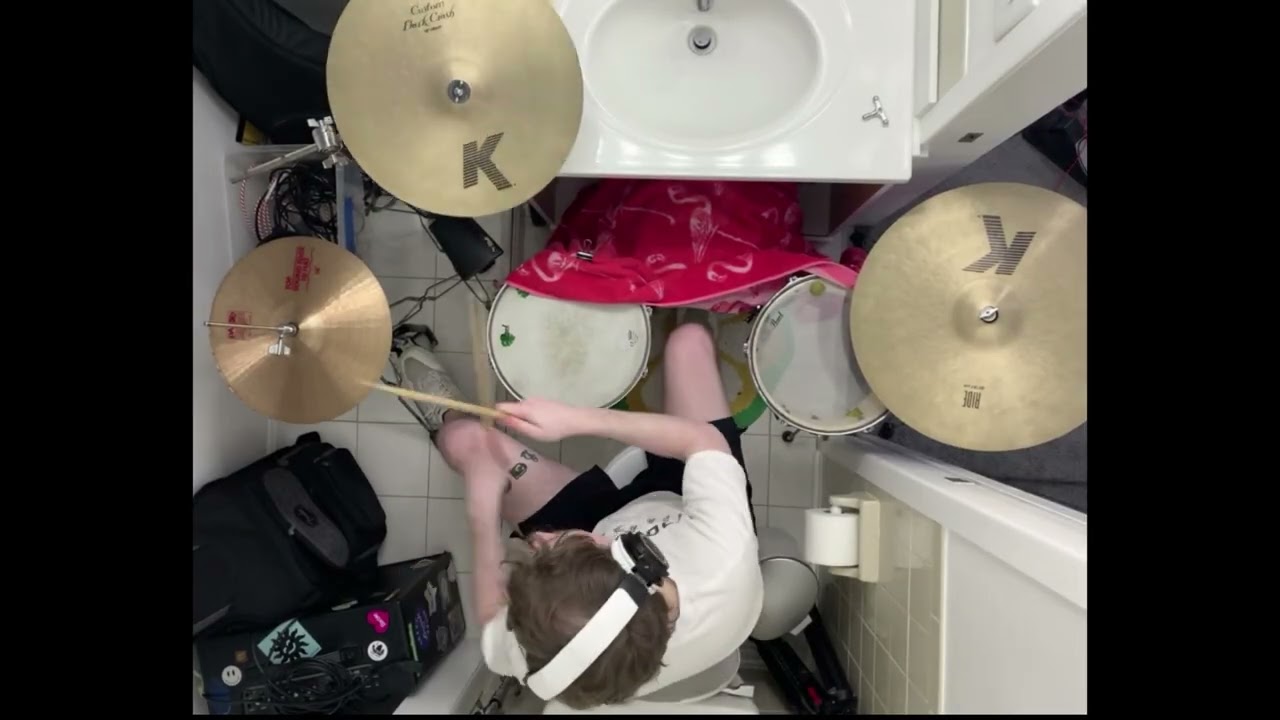 Origami Angel - The Title Track (Bathroom Drum Cover)
