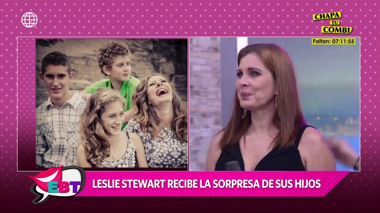 Leslie Stewart lloró en vivo tras recibir sorpresa de sus tres hijos