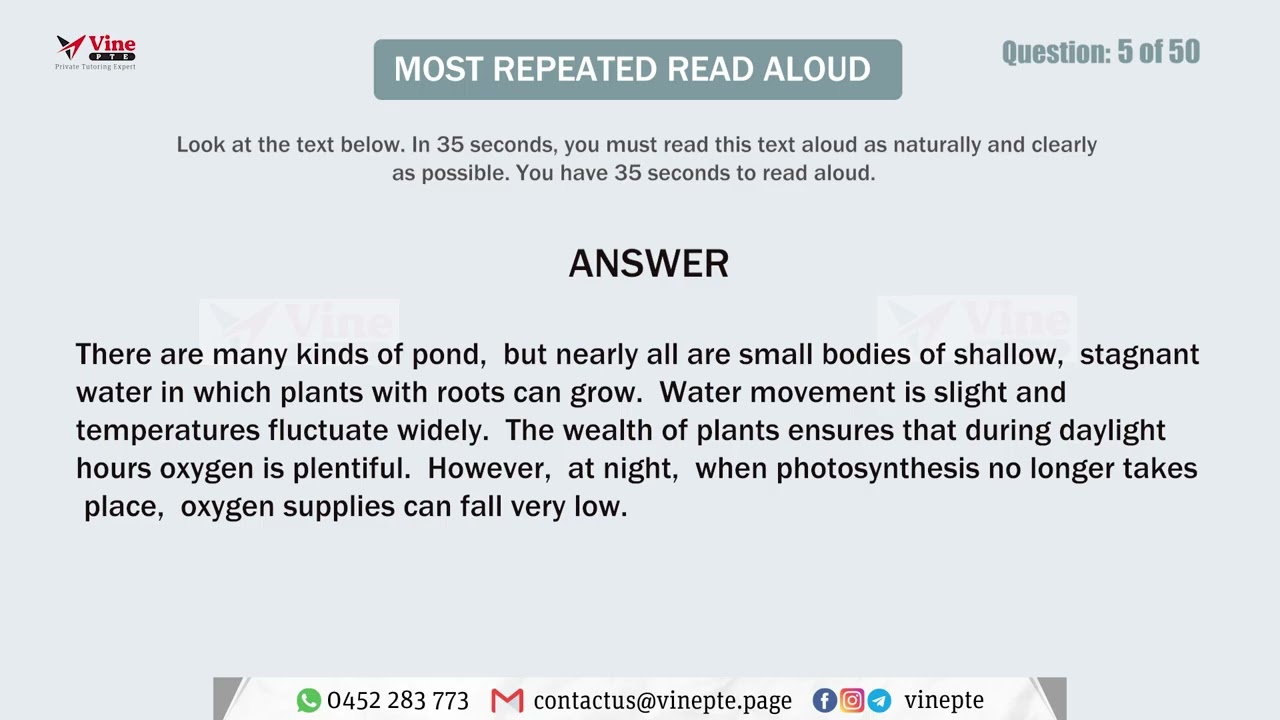 PTE Read Aloud – Most Repeated August 2025