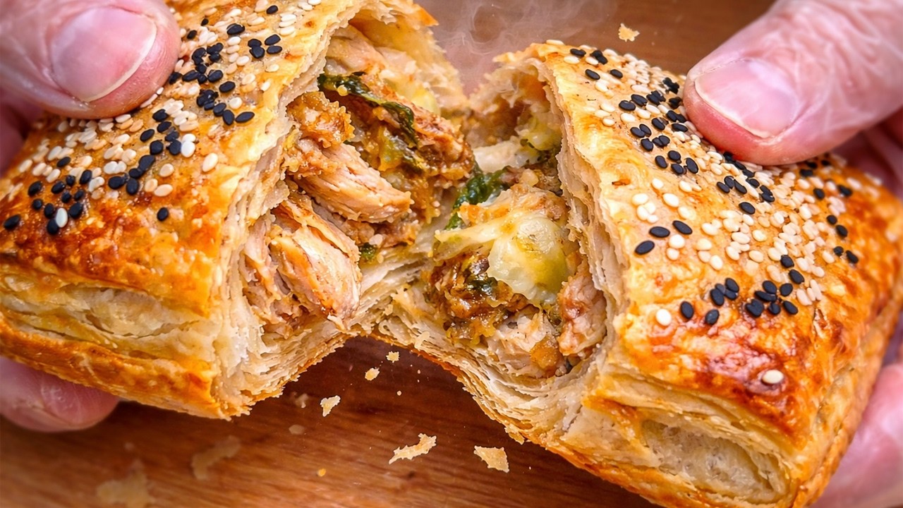 How to Make Chicken Puff Pastry at Home 🥐🍗 | Easy & Crispy chicken puff pastry