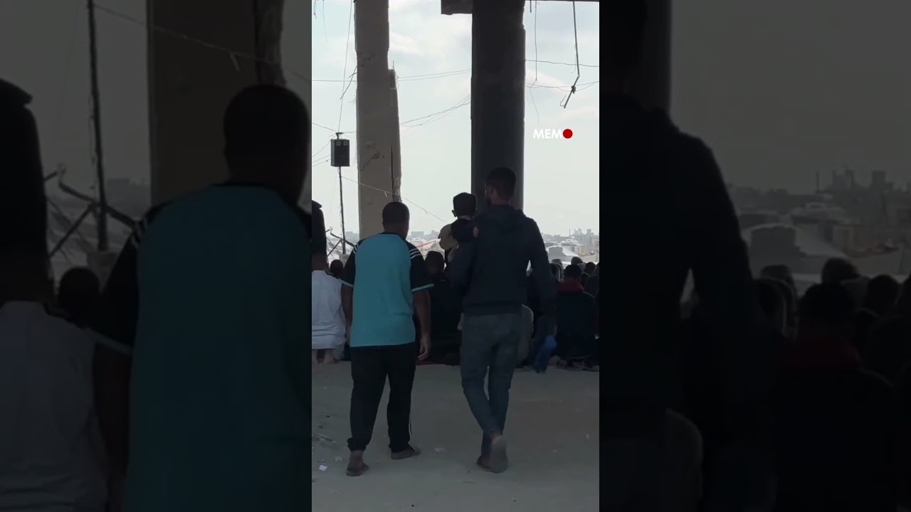 Palestinians hold first Friday prayers amid ruins in southern Gaza following ceasefire