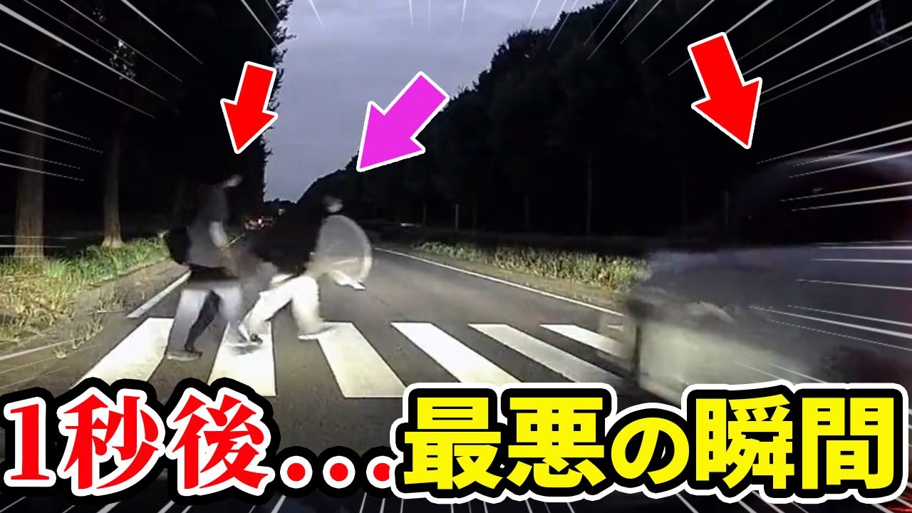 【ドラレコ】一時停止を無視して歩行者が横断する横断歩道にトップスピードで突っ込む衝撃の瞬間…【交通安全推進、危機予知トレーニング】【スカッと】