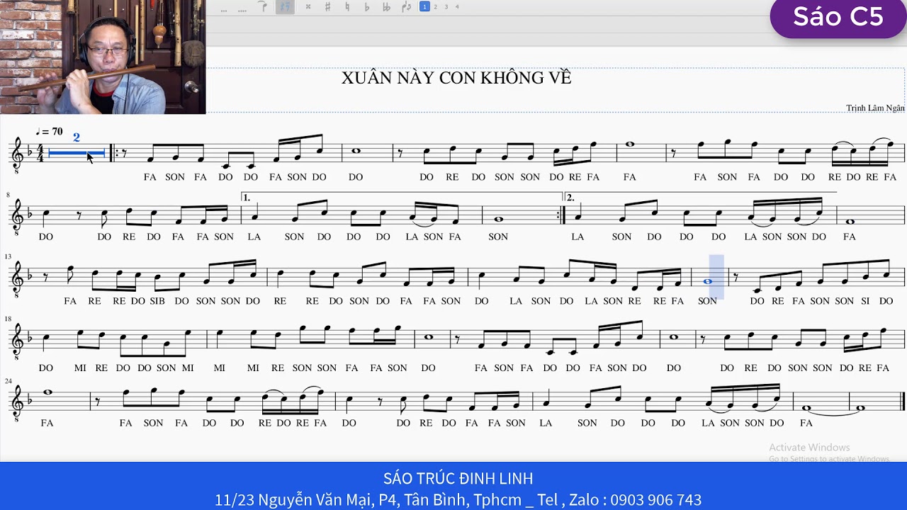 XUÂN NÀY CON KHÔNG VỀ_ HƯỚNG DẪN SÁO TRÚC_ SÁO C5