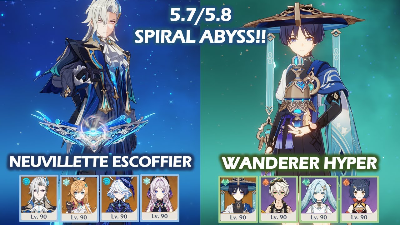 Neuvillette Escoffier & Wanderer Hypercarry | 5.8 Spiral Abyss | Genshin Impact