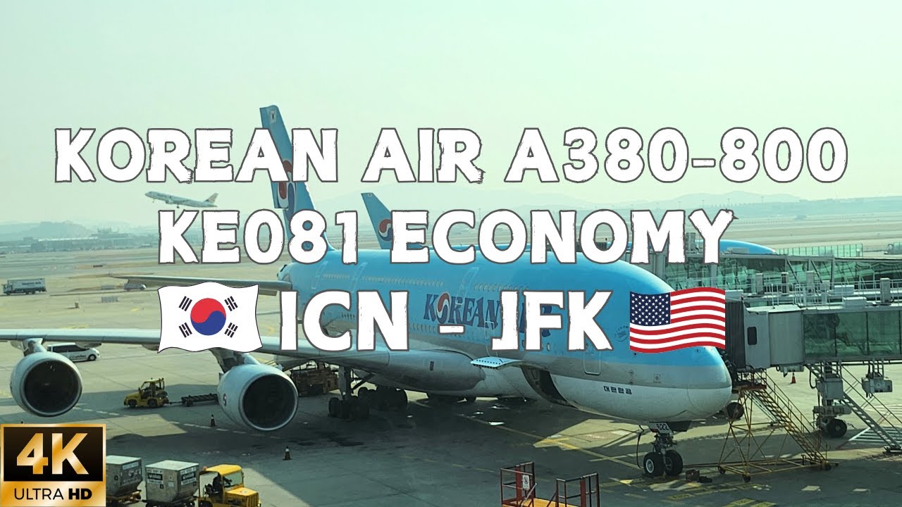 [4K] Korean Air Economy Class A380-800 | KE081 Incheon to JFK Review