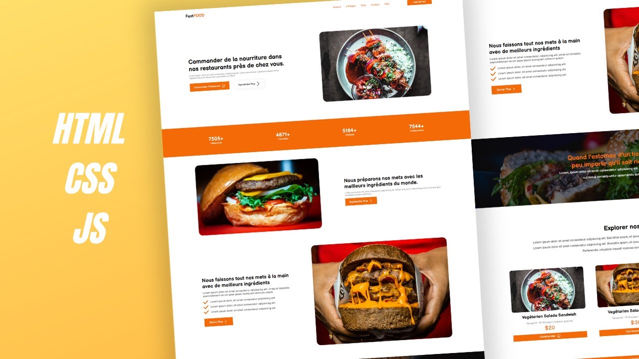 Comment Créer un Site Web Responsive de Fast Food  HTML CSS  & Javascript