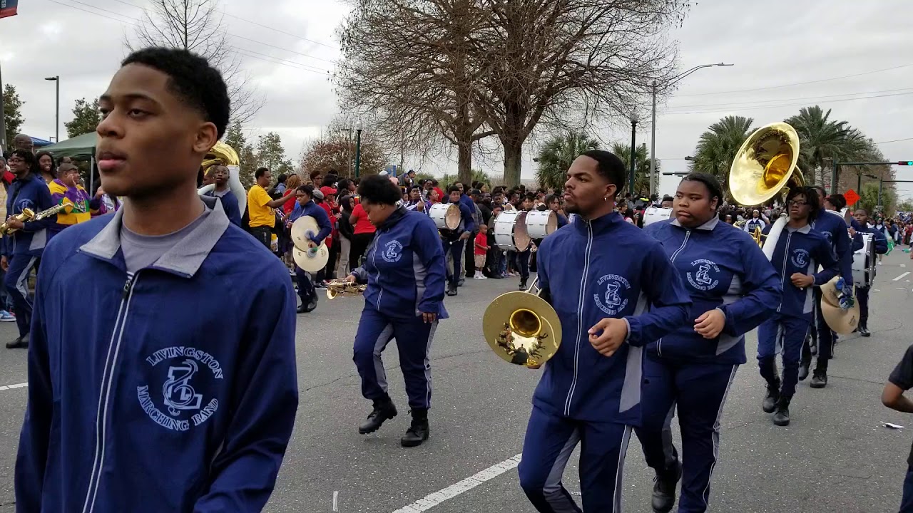 Livingston Collegiate Academy band Marching In Krewe of Nefertiti parade (2020)