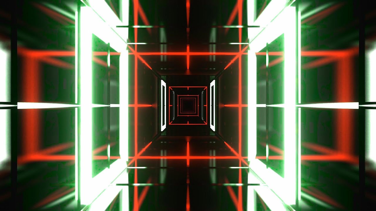 🎬 VisionKanal 4K – Зелёный и Красный Неоновый Коридор | Без Звука [2 Часа]