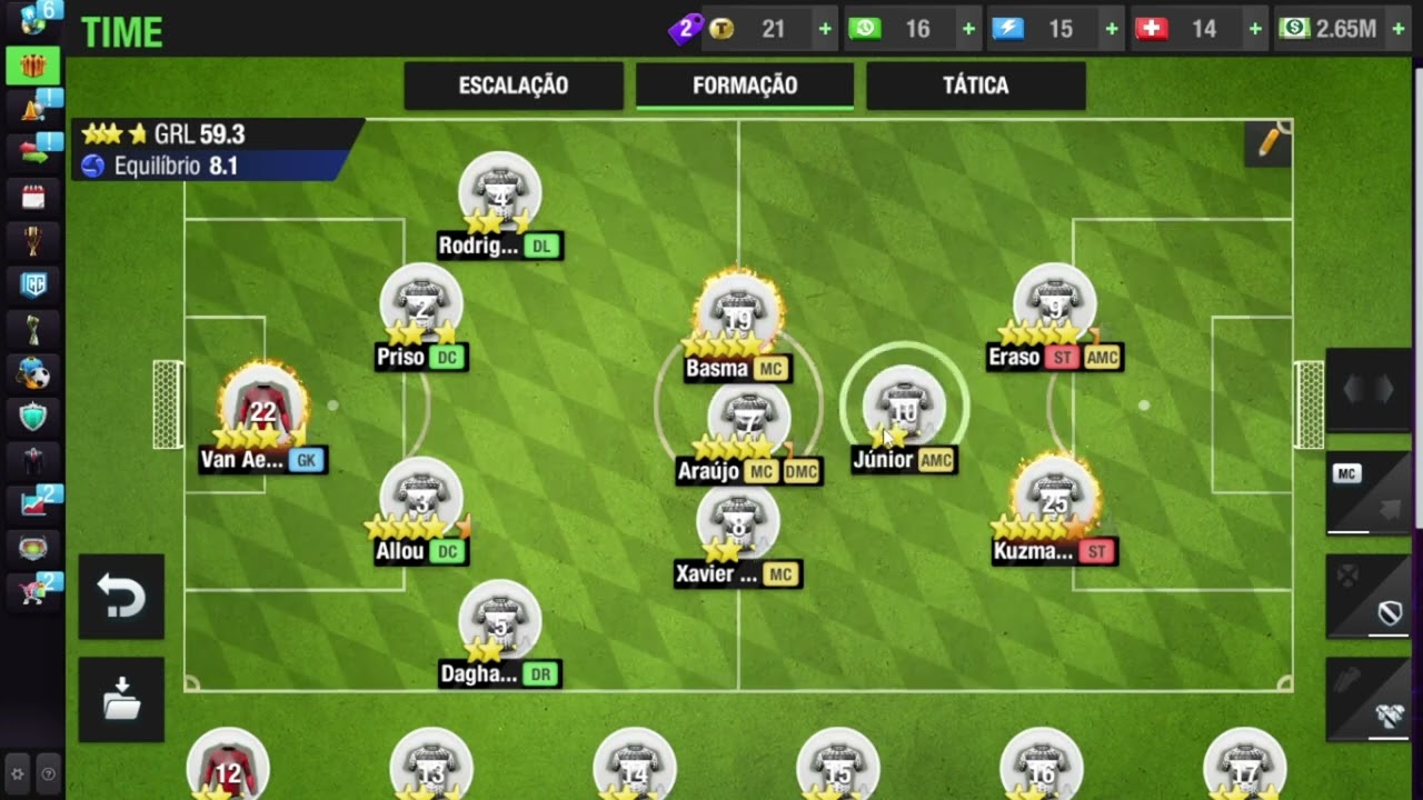 TOP ELEVEN 2025 - Formação tática dúvidas de Bug para montar a escalação
