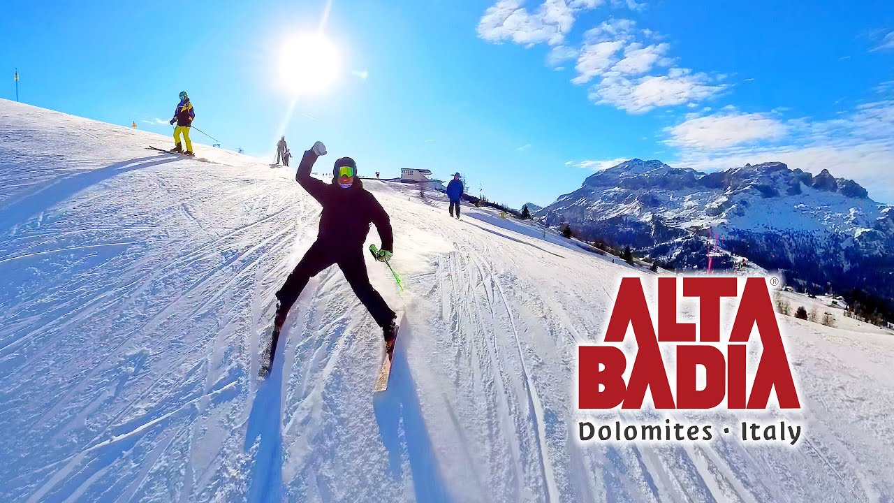 Skiing Alta Badia Dolomites Italy - Piste 9 long easy 4,5km ride Reframed from 360 camera #snowboard