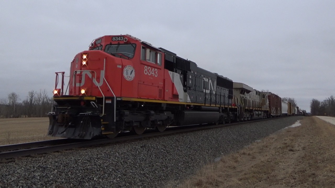 CN 8343 leads a Northbound at Lomira, WI