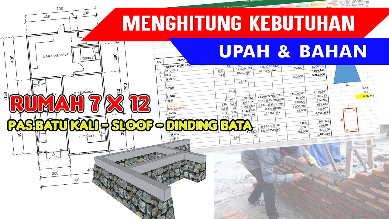 Menghitung Kebutuhan Upah dan Bahan Rumah 7 x 12 (Part1)