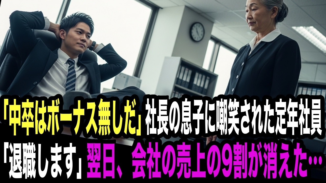「中卒はボーナス無しね」社長の息子が定年社員を嘲笑 → 「退職します」翌日、会社の売上の9割が消えた…