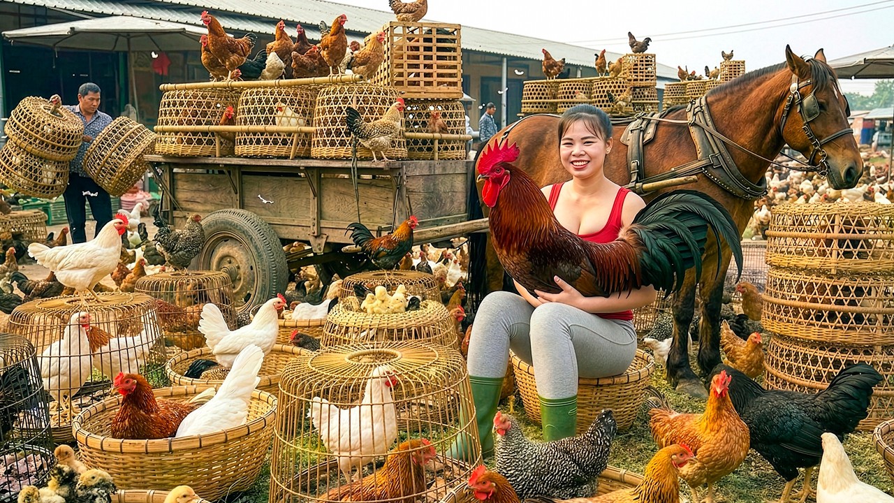 Harvesting 1000+ Chickens and Taking Them to Market Sell | Toan Daily Farm