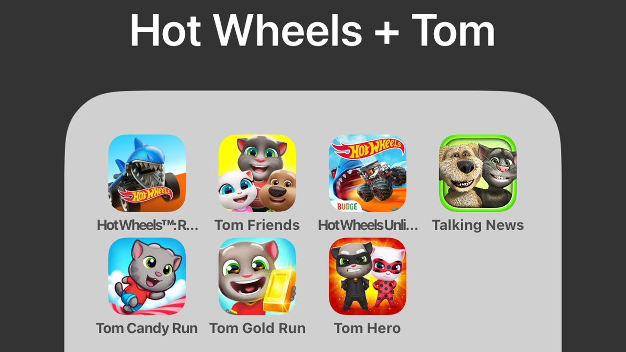 Hot Wheels & Talking Tom Games: Hot Wheels Race Off,Unlimited,Talking Tom Friends,Tom Gold Run