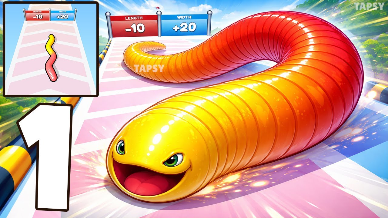 🐛Gummy Worm Go Gameplay Walkthrough Levels 1–15 Eat, Grow & Slide Forward (Android,iOS)