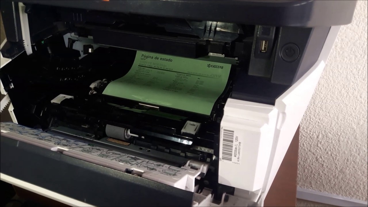 como quitar hoja atorada en Kyocera M2040, M2135, M2540