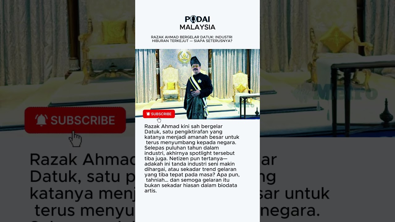 Razak Ahmad Bergelar Datuk: Industri Hiburan Terkejut — Siapa Seterusnya?