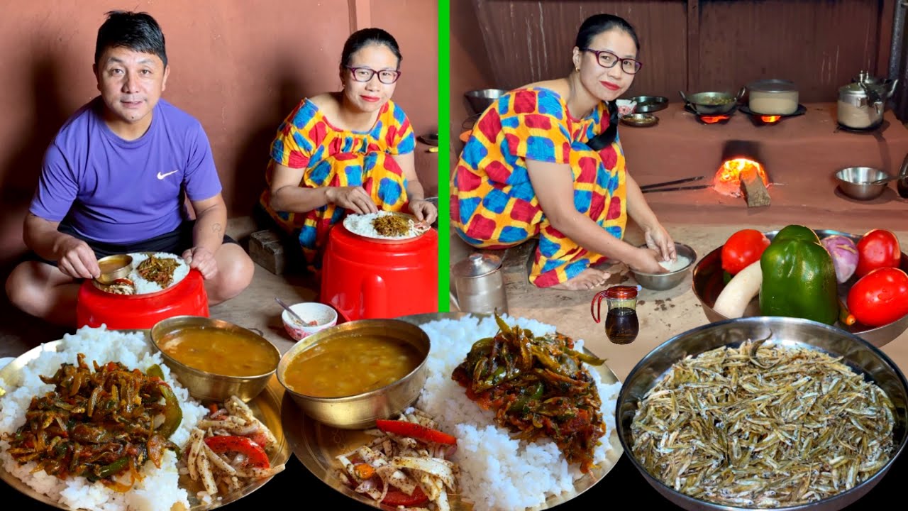 Nepali Village Life Cooking Recipe - Small Dry Fish Chutney Recipe, Lentils with Rice in Village 