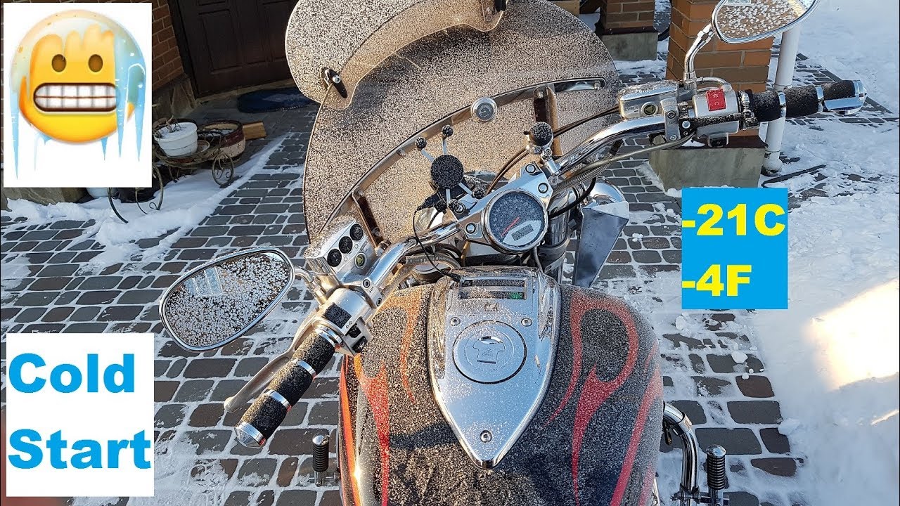 Extreme Cold Engine Start [Honda VTX1800 Motorcycle] -21C, -4F