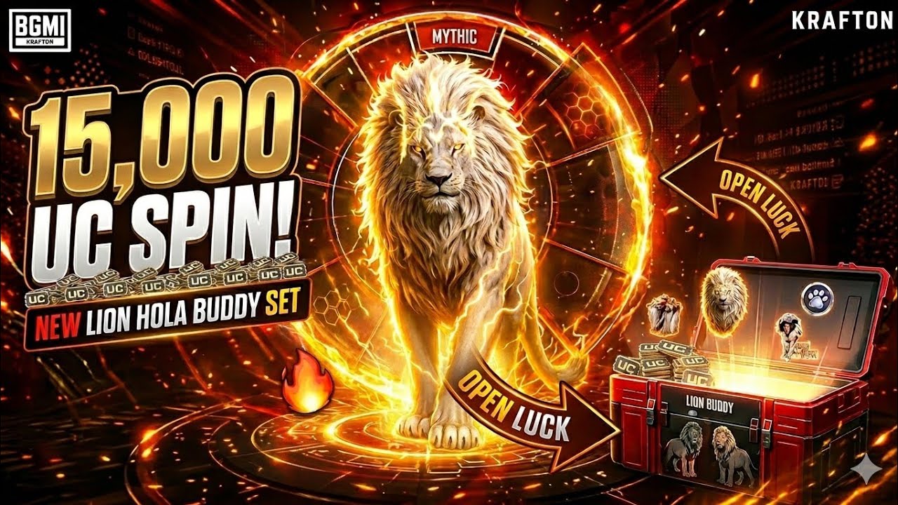 NEW Lion Hola Buddy Set Lucky Spin in BGMI | 15000 UC  Crate Opening! 🔥🦁