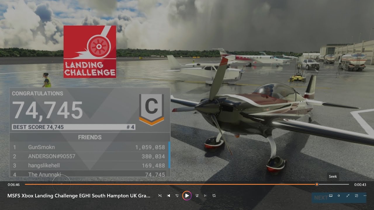 MSFS Xbox Landing Challenge EGHI South Hampton UK Grade C 74,745