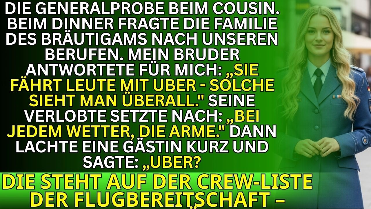 „Sie fährt Uber“, sagt mein Bruder – dann sagt die Frau eines Obersts: „Sie fliegt Air Force One“