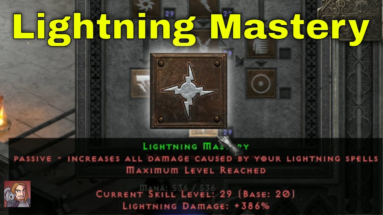 D2R Skills & Abilities - Lighting Mastery, Lightning Tree (Sorceress)